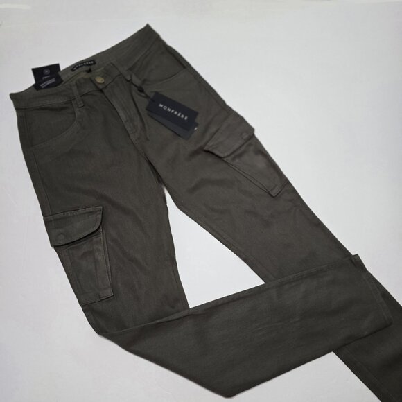 Monfrere - 32 Preston Cargo Pants Slim Fit Olive Green Stretch Utility $328 - Picture 4 of 8